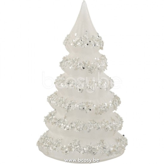 J Line Jline Albero Di Natale Righe Paillette Perle Bianco Argento Vetro Large Arbol De Navidad Lineas Lentejuela Perlas Blanco Plata Cristal Large