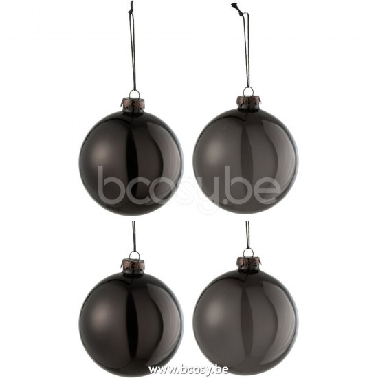 J Line Jline Box Mit 4 Weihnachtskugeln 2 2 Dickes Glas Durchsichtig Schwartz Medium weihnachtskugeln christbaumkugeln