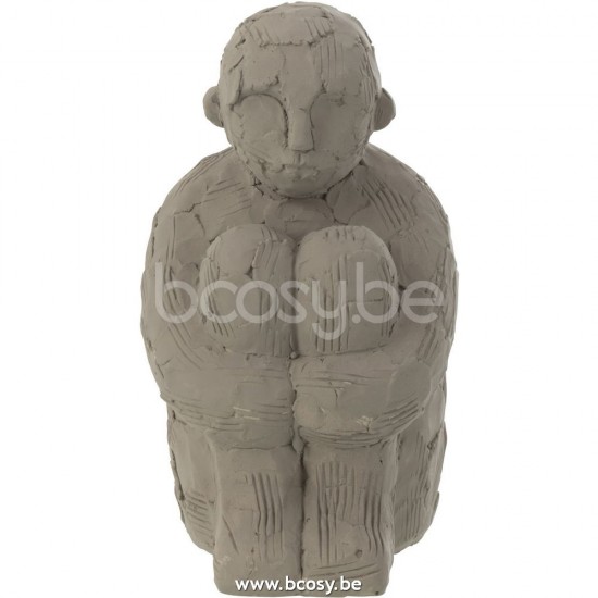 J Line Jline Statuetta Seduta Cemento Grigio Large Personaje Sentado Cemento Gris Large