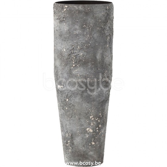 J Line Jline Vaso Cilindrico Rugoso Metallo Grigio Jarron Cilindrico Rugoso Metal Gris