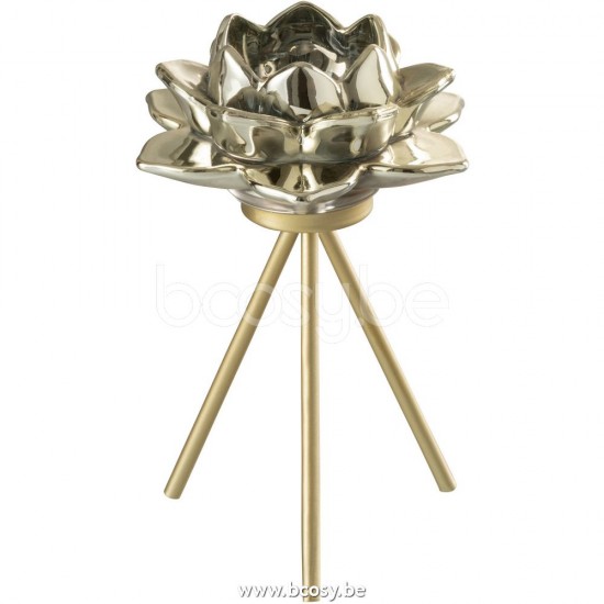 J Line Jline Porta T Light Piede Fiore Vetro Oro Small Fotosforo Pie Flor Vidrio Oro Small