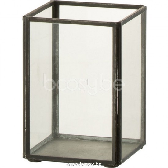 J Line Jline Kerzenhalter Glas Metall Schwarz Small lanternen