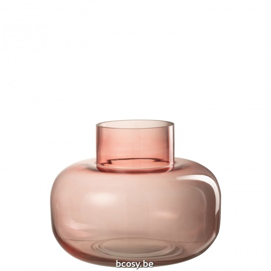 Jline Vase Eben Rund Glas Rosa vases.