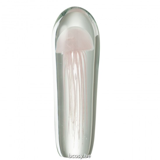 J Line Fermacarte Medusa Vetro Rosa Large Clip Medusa Rosa Cristal L.