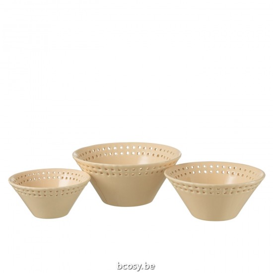 J Line Set 3 Ciotole Ceramica Pesca Small Medium Large Juego De 3 Cuencos De Cerámica Pequeño Mediano Grande.