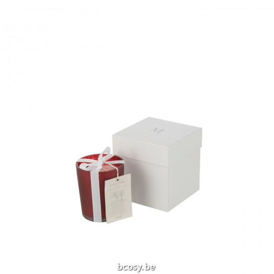 J Line Candela Profumata Deluxe Vetro Rosso Small 48O Vela Aroma Deluxe Vidrio Rojo Pequena.