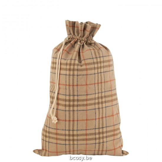 J Line Sacco Natale Quadretti Tessuto Beige Marrone Large Bolso Navidad Cuadros Textil Beige Marrón Large.