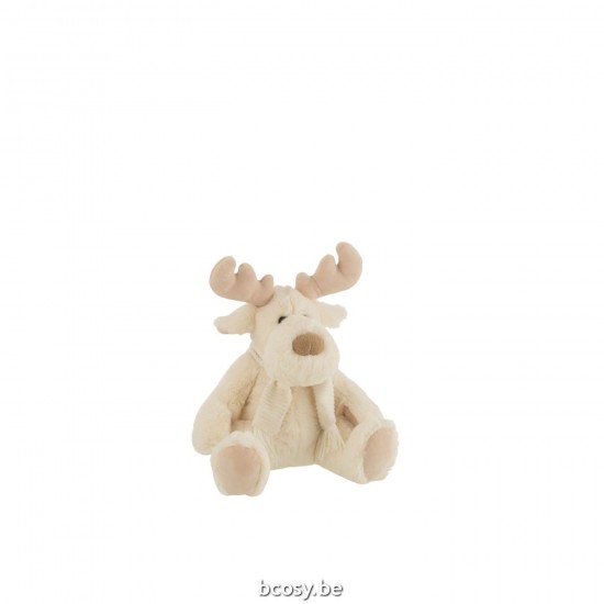 Jline Rentier Schal Sitzend Textil Weiß Beige Small Pluesche plueschtiere.