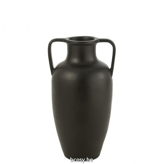 J Line Vaso 2 Manici Terracotta Nero Large Jarron 2 Asas Terracota Negro Large.