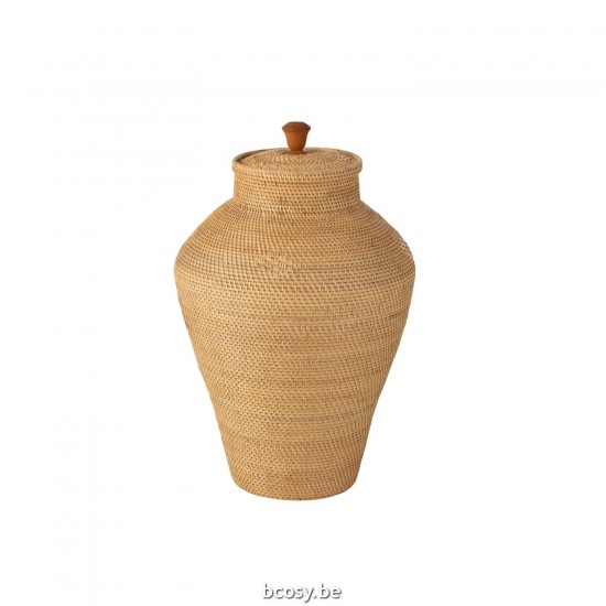 J Line Vaso Coperchio Rattan Naturale Jarron Con Tapa Rattan Natural.