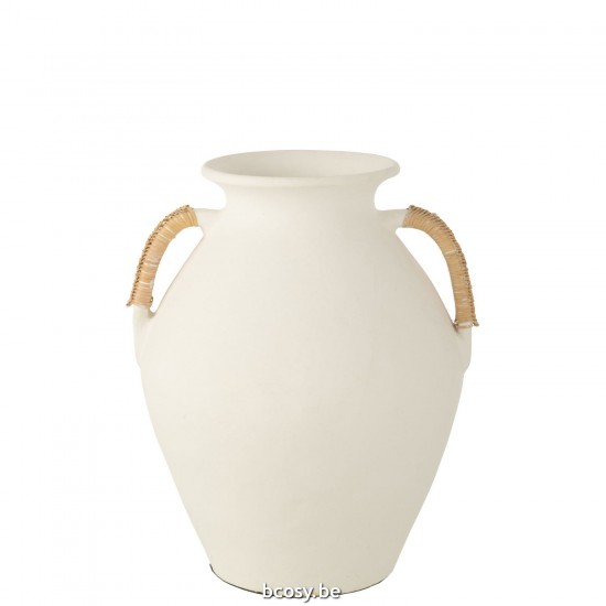 J Line Vaso Leo Terracotta Bianco Naturale Jarron Leo Terracota Blanco Natural.