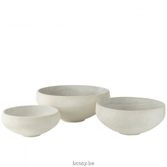 J Line Set 3 Piatti Argilla Bianco Juego De 3 Platos Arcilla Blanco.