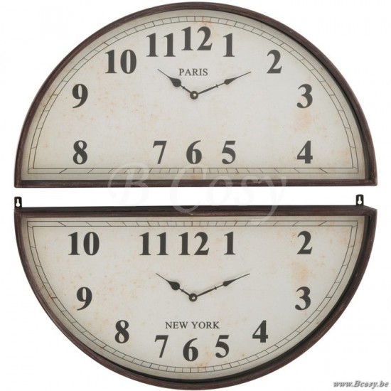 J Line Jline Uhr 2 Teilen Paris London Metall Schwarz wanduhren