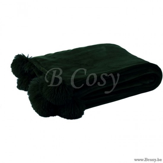 J Line Jline Plaid Pompom Polyes Schwarz reisedecken mit fransen