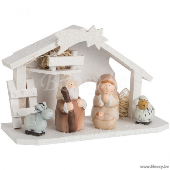 J Line Jline Krippe Holz Poly Creme Medium Weihnachtsstaelle Weihnachtsstall Weihnachtskrippen