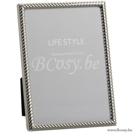 J Line Jline Portafoto Righe Oblique 13X18 Metallo Argento Medium Marco De Photos Lineas Oblicuas 13X18 Metal Plata Medium