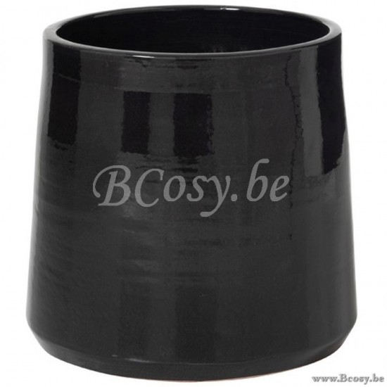 J Line Jline Portavasi Rotondo Ceramica Nero Large Maceta Redondo Ceramica Negro Large