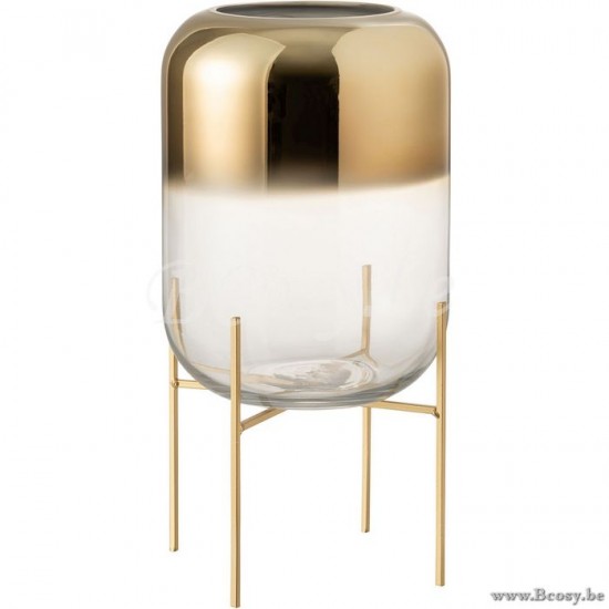 J Line Jline Vaso Oceanne Vetro Oro Trasparente Large Jarron Oceanne Cristal Oro Transparente Large