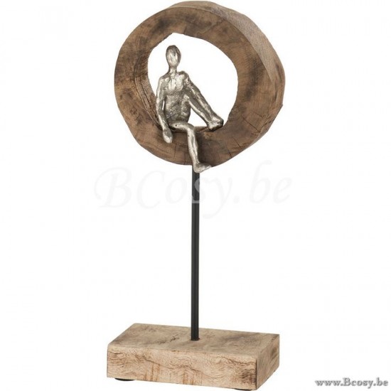 J Line Jline Figur Denker Ring Klein Mangbaum Aluminium Naturell Silber figoerchen figur mann nachdenklich