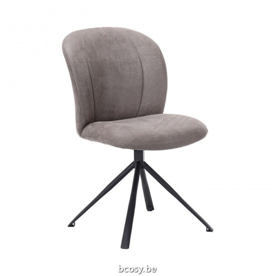 LABEL51 Dining chair Kimo Taupe Micro Suede Zwart Onderstel.