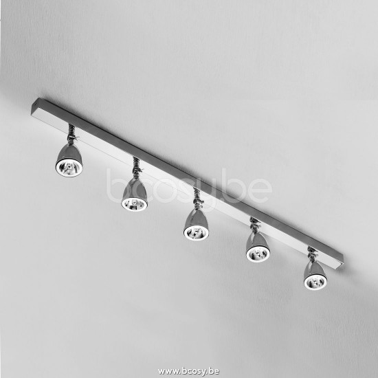 Tekna Nautic Lilly Shade On Rail-Led 1200Mm With 5 Shades-polished chrome plated brass.