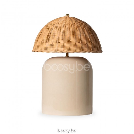 Vincent Sheppard Arvin Tafellampen Leeslichten Leeslampen Binnenverlichting Mushroom Keramiek frame Medium Naturel Rotan.