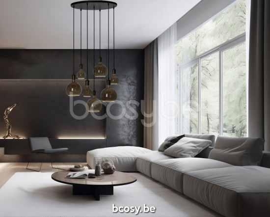 Marckdael pendel Seattle-Seatle Marckdael 1478-PL7-NE-OTT-FLOATING-SMOKE-3KL-4GR Contemporal zwart gepoederlakt pendel H max 300cm VVD VDV V.