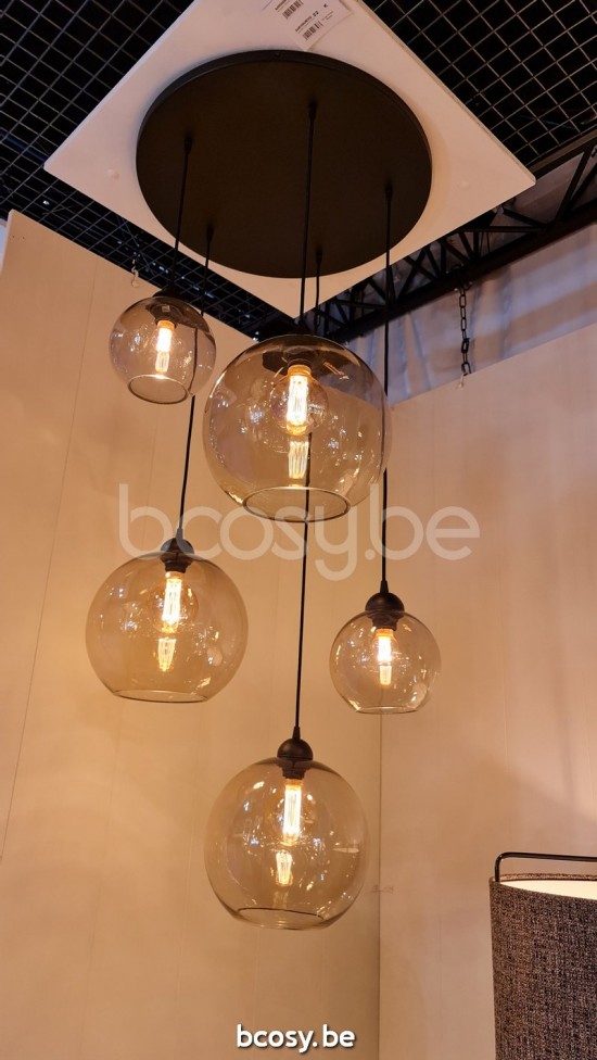 Marckdael pendel Seattle-Seatle Marckdael 1488-PL5-RO-NE-GLOBE-TOPAZ-2KL-3GR Contemporal zwart gepoederlakt pendel H max 300cm VVD VDV Verli.