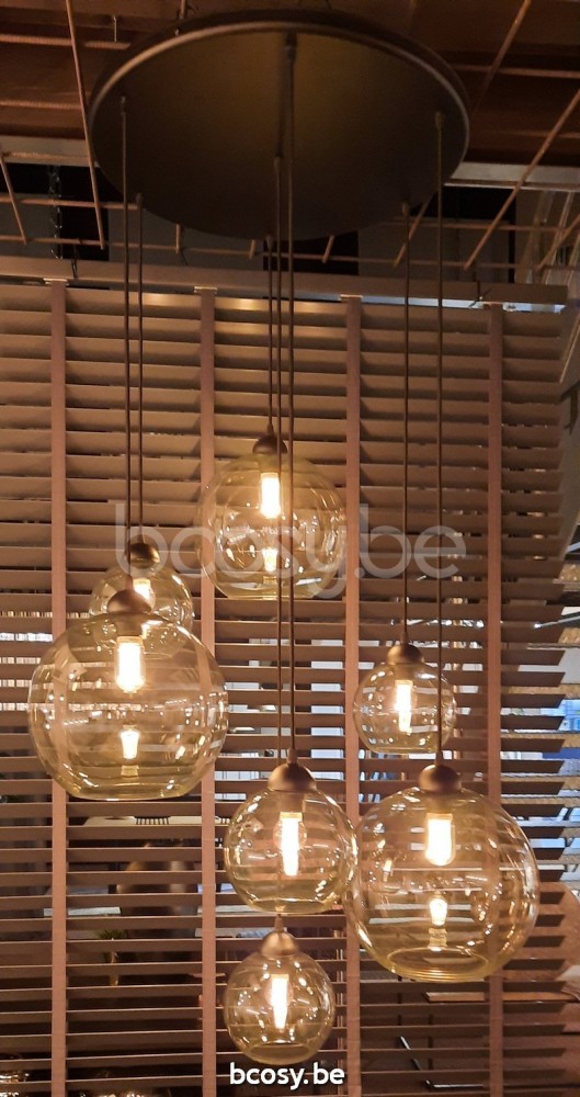 Marckdael pendel Seattle-Seatle Marckdael 1488-PL7-ROND-GL-NE-GLOBE-CLEAR-5KL-2GR Contemporal zwart pendel H max 300cm VVD VDV Verlichting v.