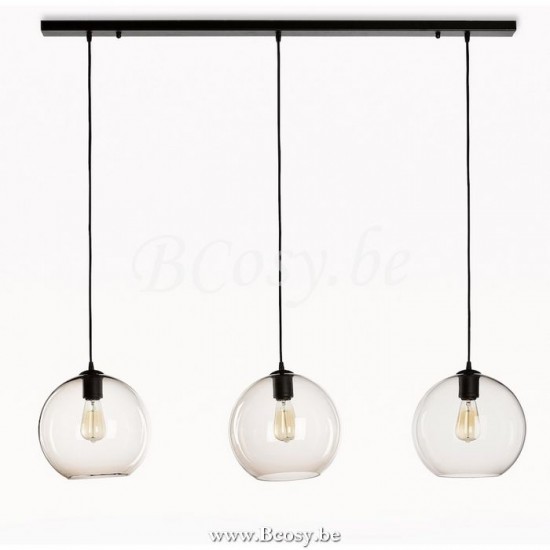 Marckdael pendel Seattle-Seatle Marckdael 2606-120-T3-GL-NE-GLOBE-CLEAR-GR Contemporal zwart 120x5cm profiel pendel H max 105cm VVD VDV Verl.