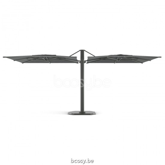 MEUBILI FORTE 2x300x300 Dual sidepost Jardinico JCP601 2x300x300 Doppelter Quadratischer Zentralmast Freiarmschirme Kombination 2 Frei Hängende Sonnenschirme 2x3x3 Sonnenschirmmast Anthrazit Pulverbes.