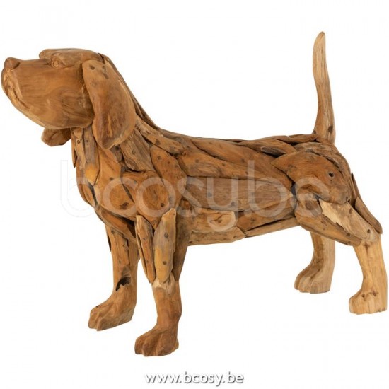 J Line Jline Cane Pezzi Tek Naturale Perro Piezas Teca Madera Natural