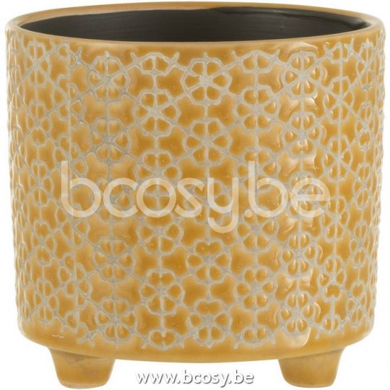 J Line Jline Portavasi Fiore Ceramica Ocra Small Flowerpot Flower Ceramic Ochre Small