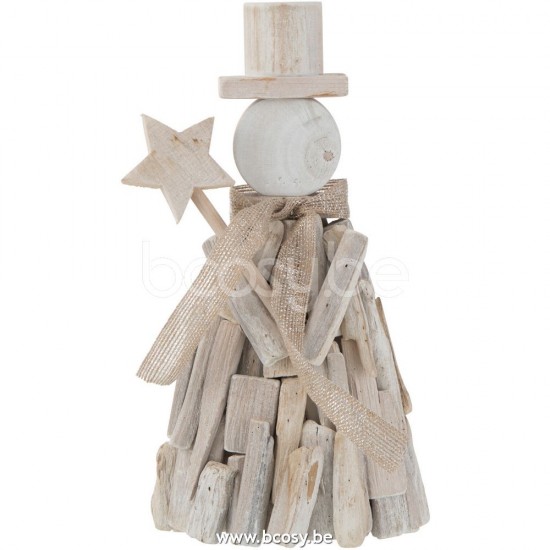Jline Figura Estrella Invierno Madera Blanco Large