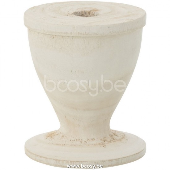 Jline Candelero Madera Blanco Small