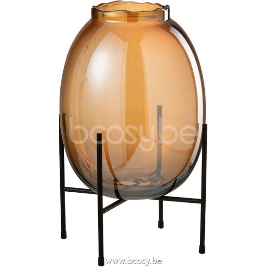 Jline Jarron En Pie Cristal Marron Large
