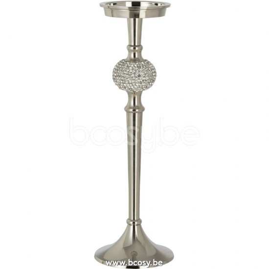 Jline Candelero En Pie Diamante Bola Aluminio Plata Medium
