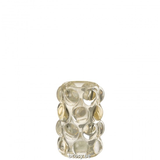 Jline Tealight Holder Bollie Glass Yellow.