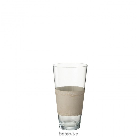 J Line Vaso Delph Vetro Trasparente Beige Small Vase Delph Glass Transparent Beige Small.