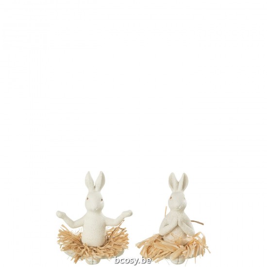 J Line 32539 kaninchen stehend Dieren Konijn Beeld Figuras Animali Decoratie rabbits standing Beelden Statue Decoration Decor.