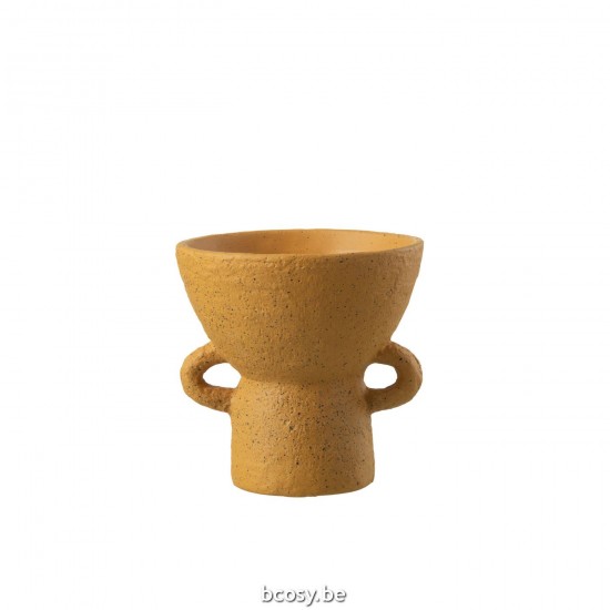 J Line Vaso Zenia Ceramica Ocra Small Jarrón Zenia Cerámica Ocre Small.