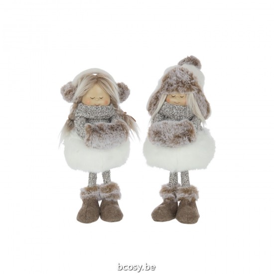 Jline Chicas Paradas Gorro Piel Poliéster Blanco Marron Large Surtido De 2.