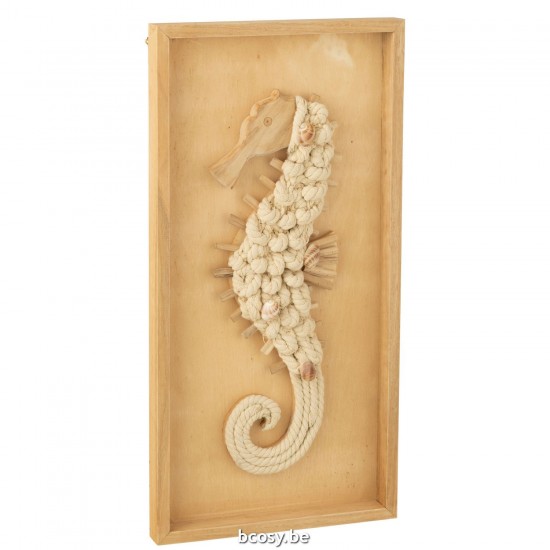 Jline Adorno De Pared Caballito De Mar Madera Natural.