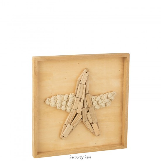 Jline Decoracion De Pared Estrella De Mar Madera Natural.