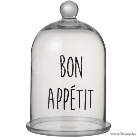 Jline Campana Bon Appetit Redonda Cristal Transparente Negro