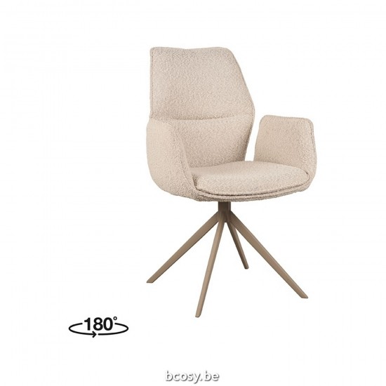 LABEL51 Esszimmerstühl Mellow Natürlich Boucle Zwart Metalen Frame.