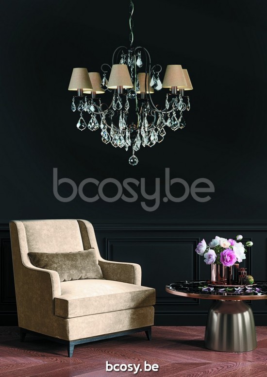 Marckdael luchter Chandeliers-Asti Marckdael 1510-6-RUST + VIOLIN 1510-6-RU-VIOLIN 1510-6-ROEST-MET-VIOOL-KLEM-13-LINNEN-COLOR22 Crystal roe.