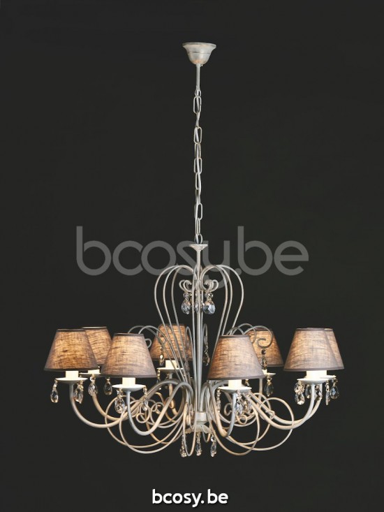 Marckdael luchter Pisa Marckdael 655-8 AV ORO 655-8-AV-ORO-VLASLINNEN 655-8-AV-ORO-KLEM14-VLASLINNEN Chandeliers avorio oro-ivoor goud lucht.