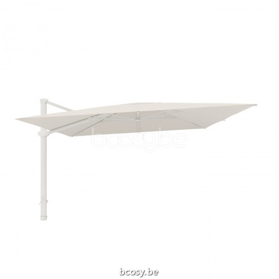 Jardinico LIMA 400x400 Parasol Ombrelle À Mât Libre Parasol Décentré Suspendu Deporté Pendant Flottant Carré 4x4 Mât Aluminium Thermolaqué En Blanc Mat| Toile-tissu Natural Classic-Acryl solids.