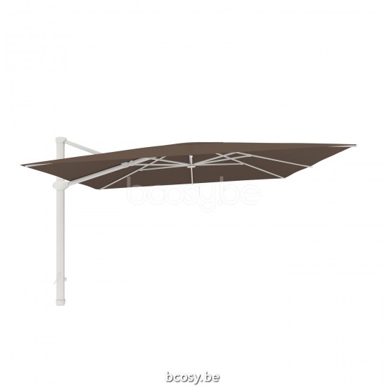 Jardinico LIMA 400x400 Parasol Ombrelle À Mât Libre Parasol Décentré Suspendu Deporté Pendant Flottant Carré 4x4 Mât Aluminium Thermolaqué En Blanc Mat| Toile-tissu Taupe Classic-Acryl solids.